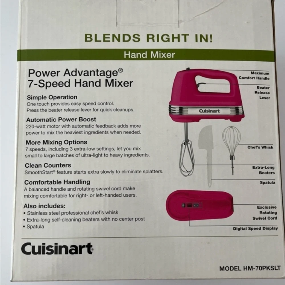 Cuisinart HM-70 Power Advantage 7-Speed Hand Mixer Red